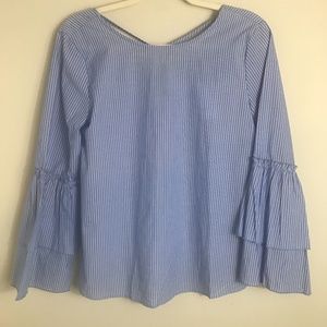 Ann Taylor LOFT Blue White Stripe Blouse-XS-NWT